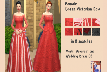 ws Fem Ballgown redwhite CC - Sims4