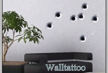 Walltattoo Einschussloecher